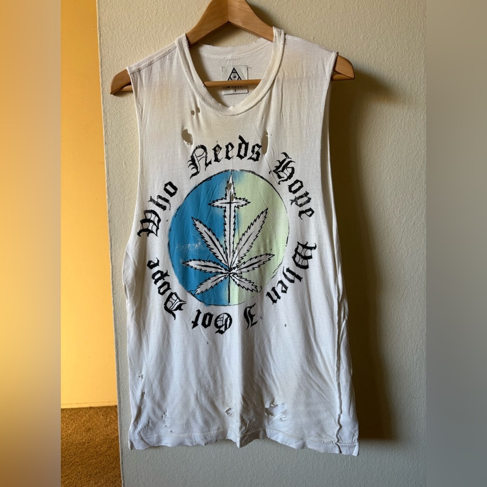 UNIF VINTAGE Who Needs Hope Muscle Tee/Tank Top Size Small White